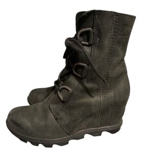 Sorel Joan Of Arctic Wedge II Black Boots, Size 8, Grunge, Combat, RV $240